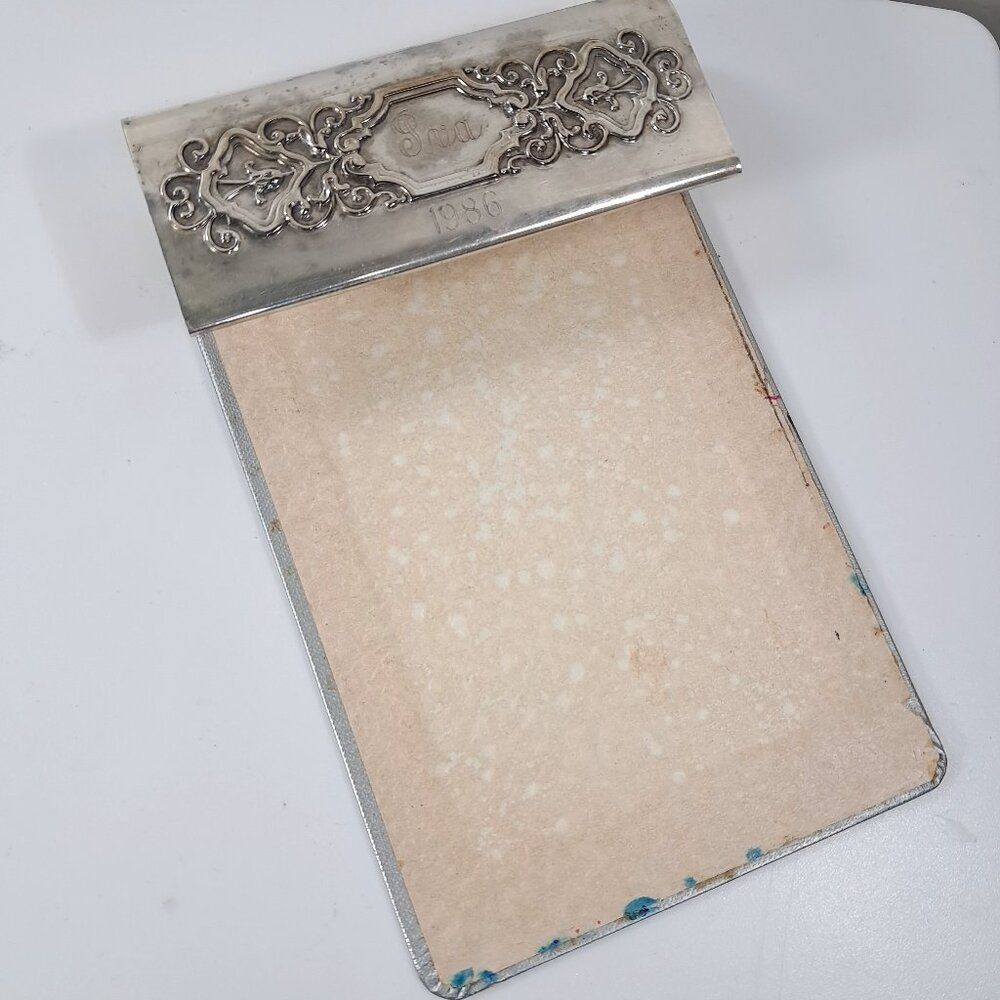 Vintage Gorham Silverplate EP YC53 Memo Notepad paper‎ Holder personalized READ